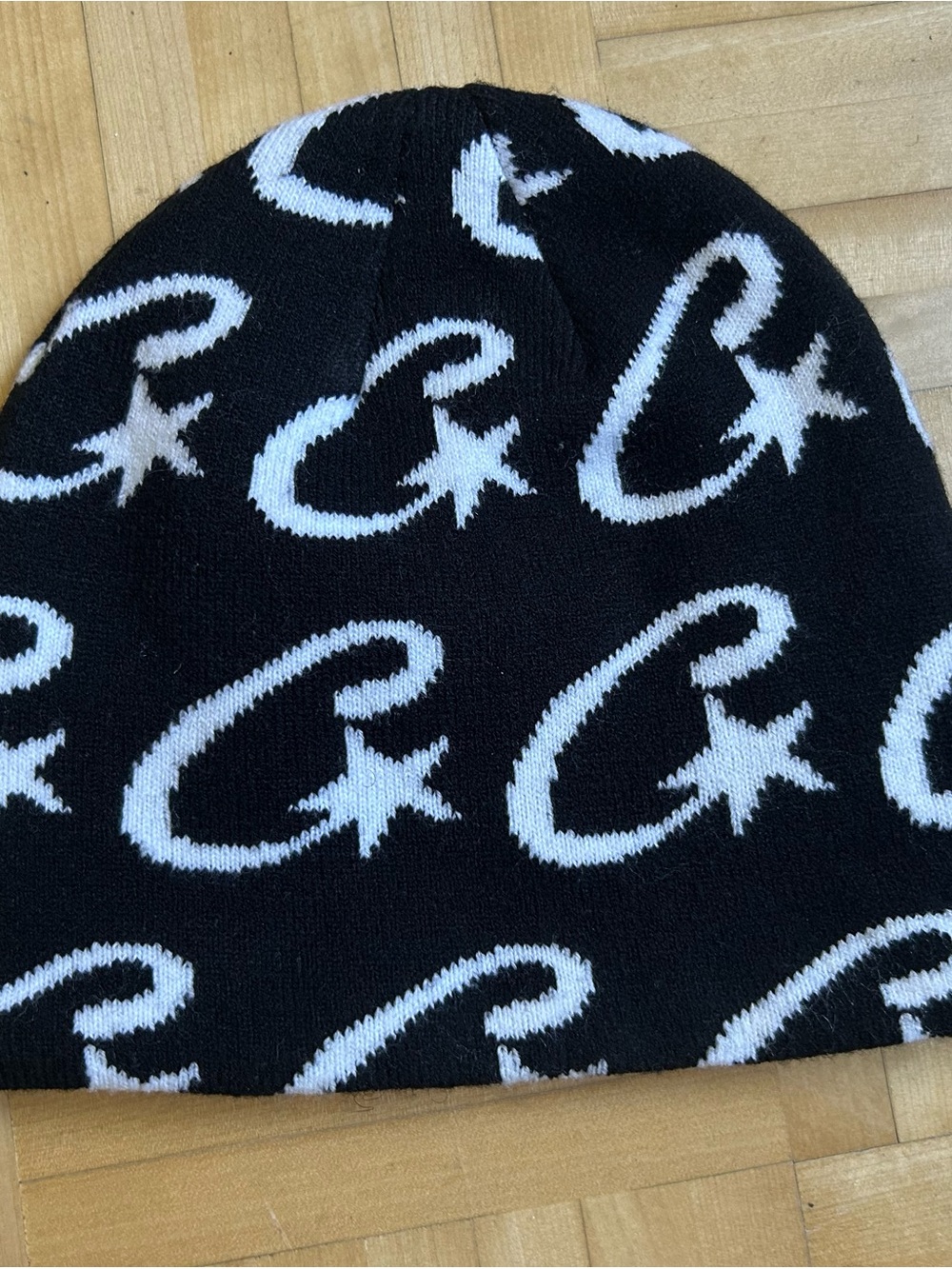 Corteiz Black and White Logo Beanie Hat